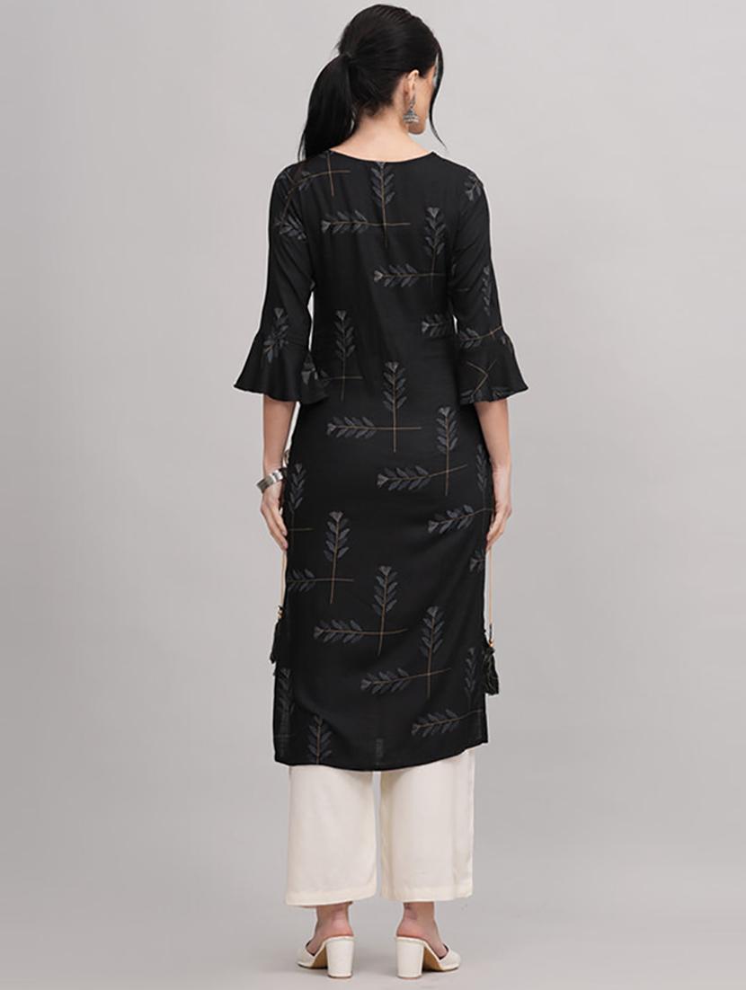 black viscose kurta palazzo set - 21232190 - Standard Image - 3