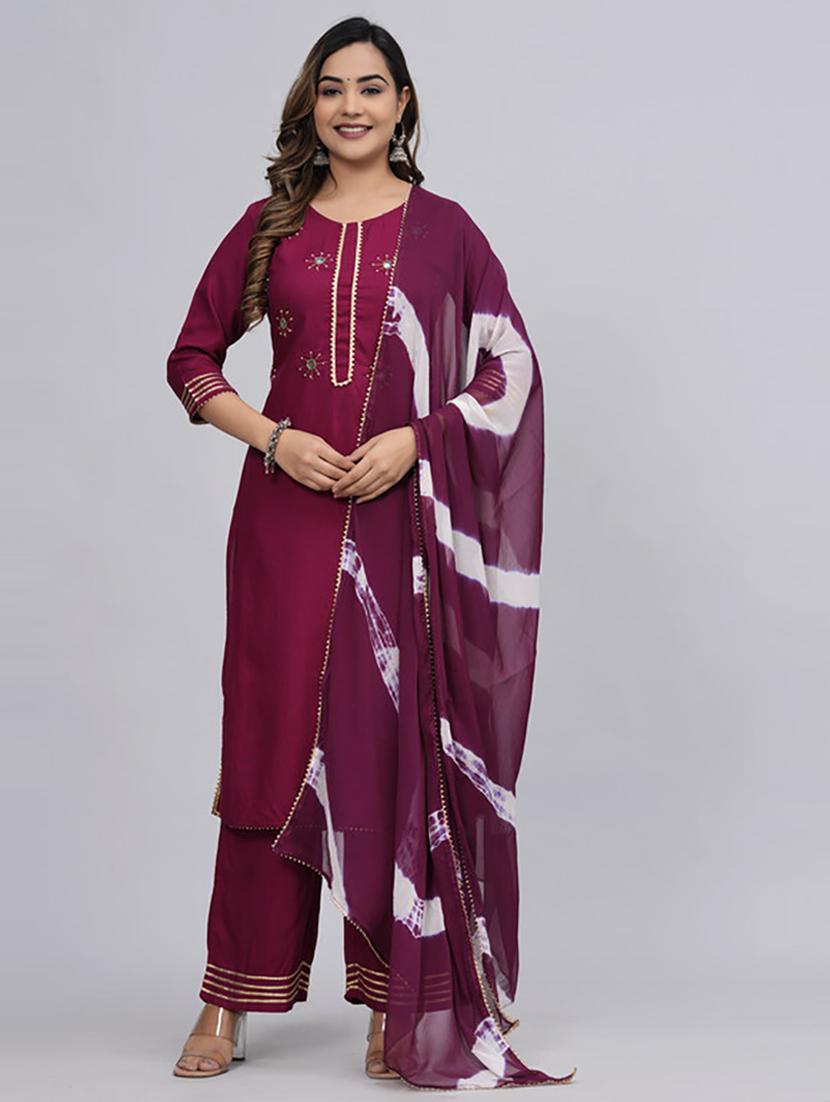 burgun embellished kurta palazzo set 