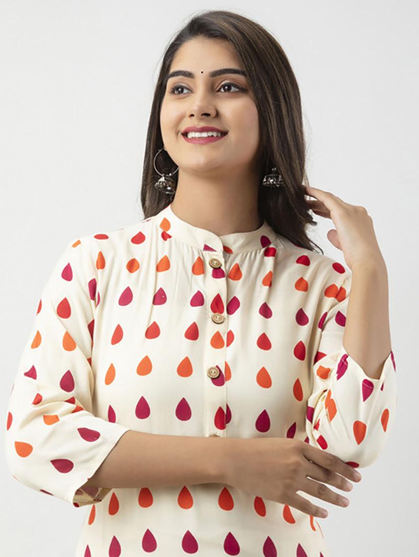 cream viscose kurta sharara set - 21232212 - Standard Image - 3