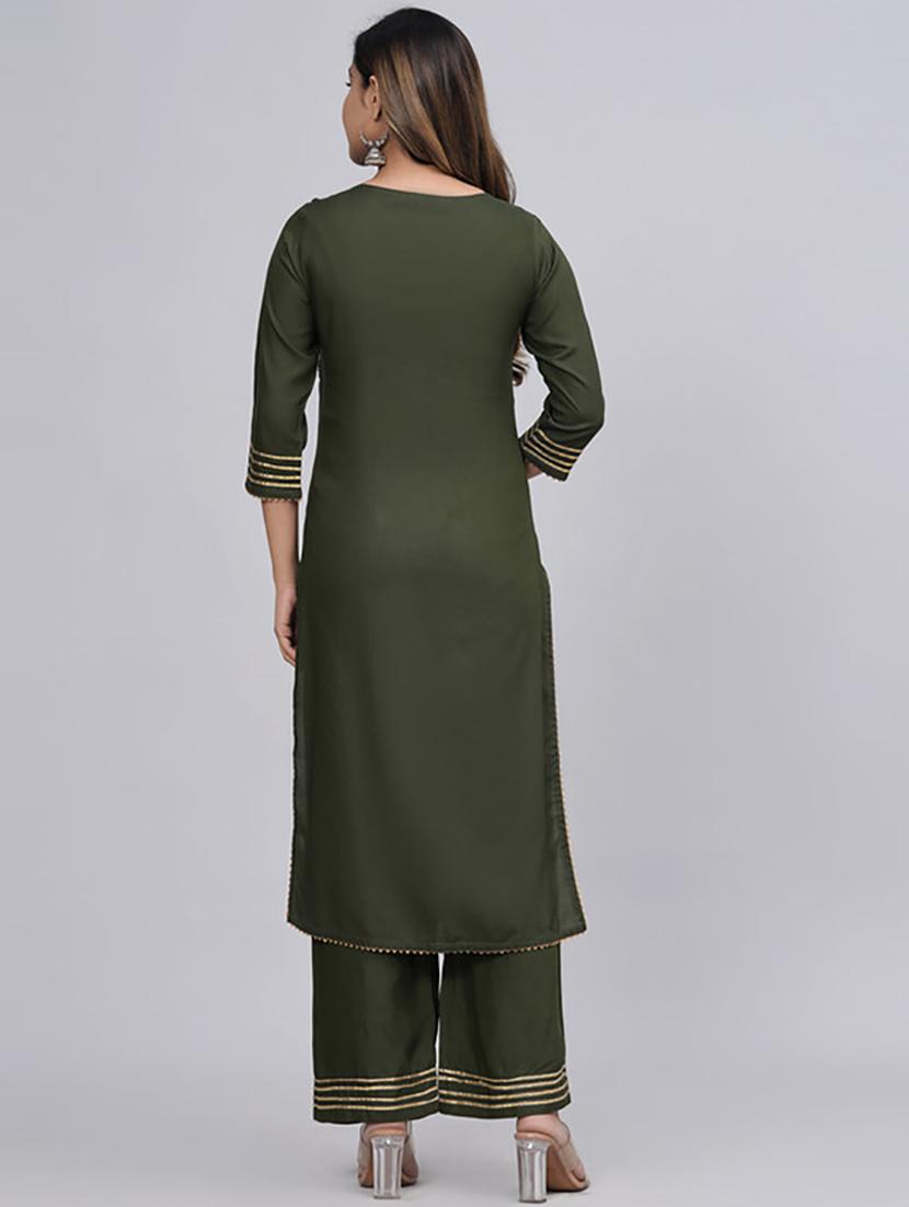 women round neck kurta palazzo set - 21232240 - Standard Image - 3