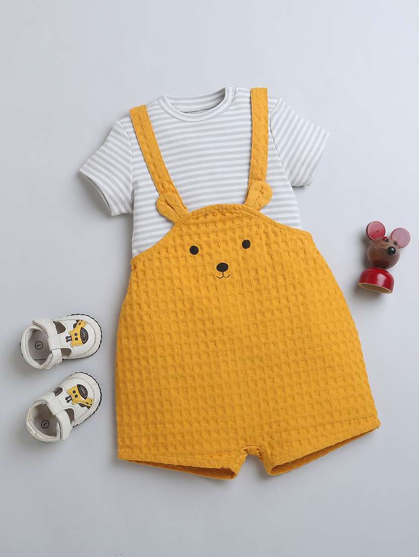 yellow cotton dungaree set