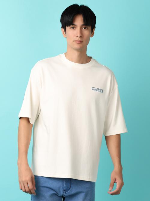 off white cotton front print tshirt - 21233293 - Standard Image - 0
