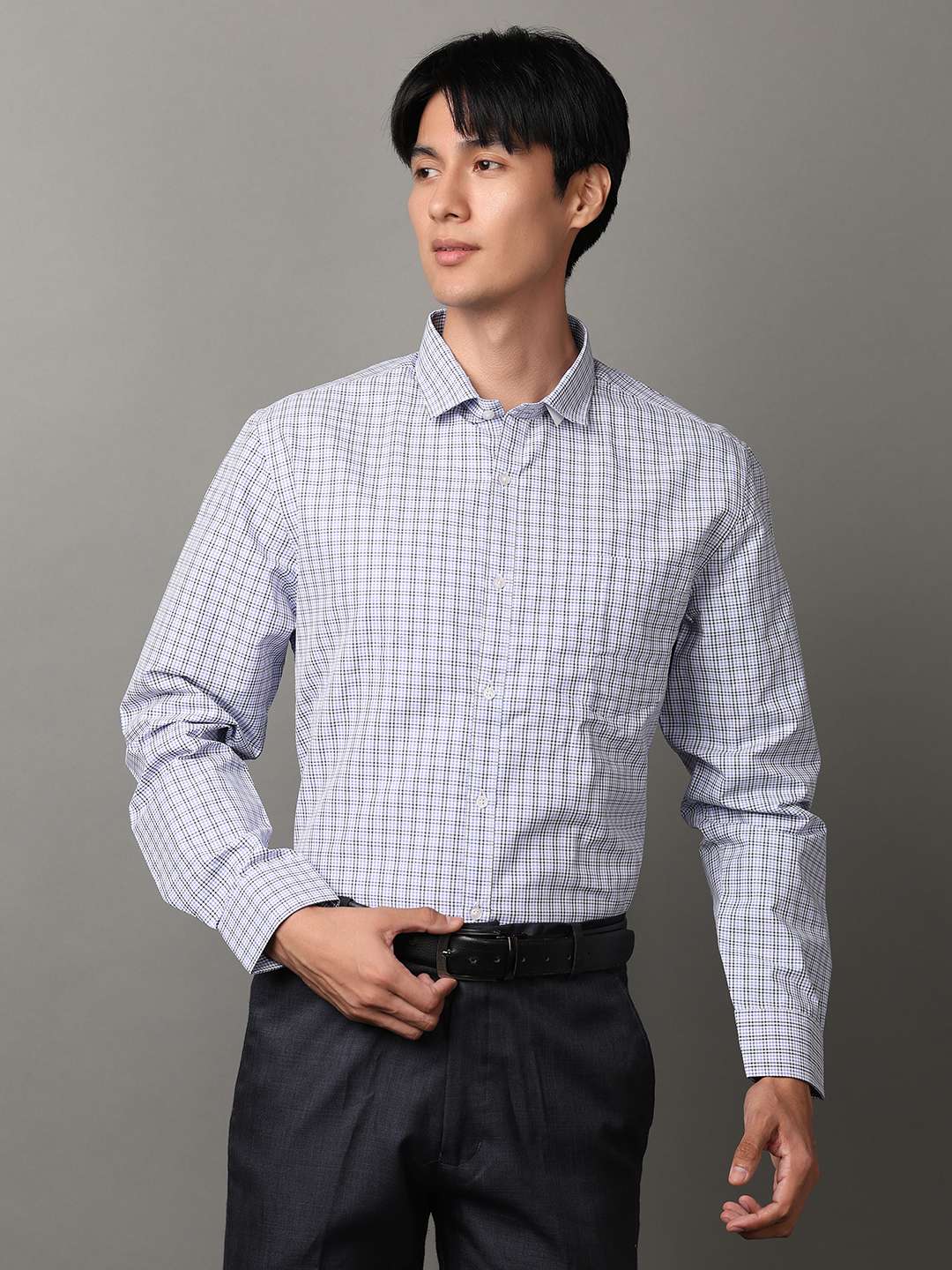 light blue poly cotton formal shirt - 21233298 - Zoom Image - 0