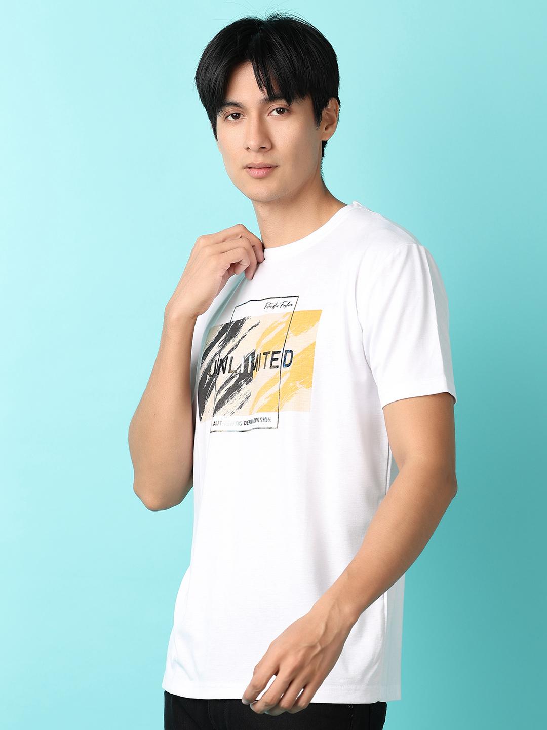 off white cotton front print tshirt - 21233334 - Standard Image - 3