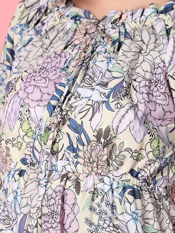 women multi color florals printed fit & flare dress - 21233408 - Standard Image - 5