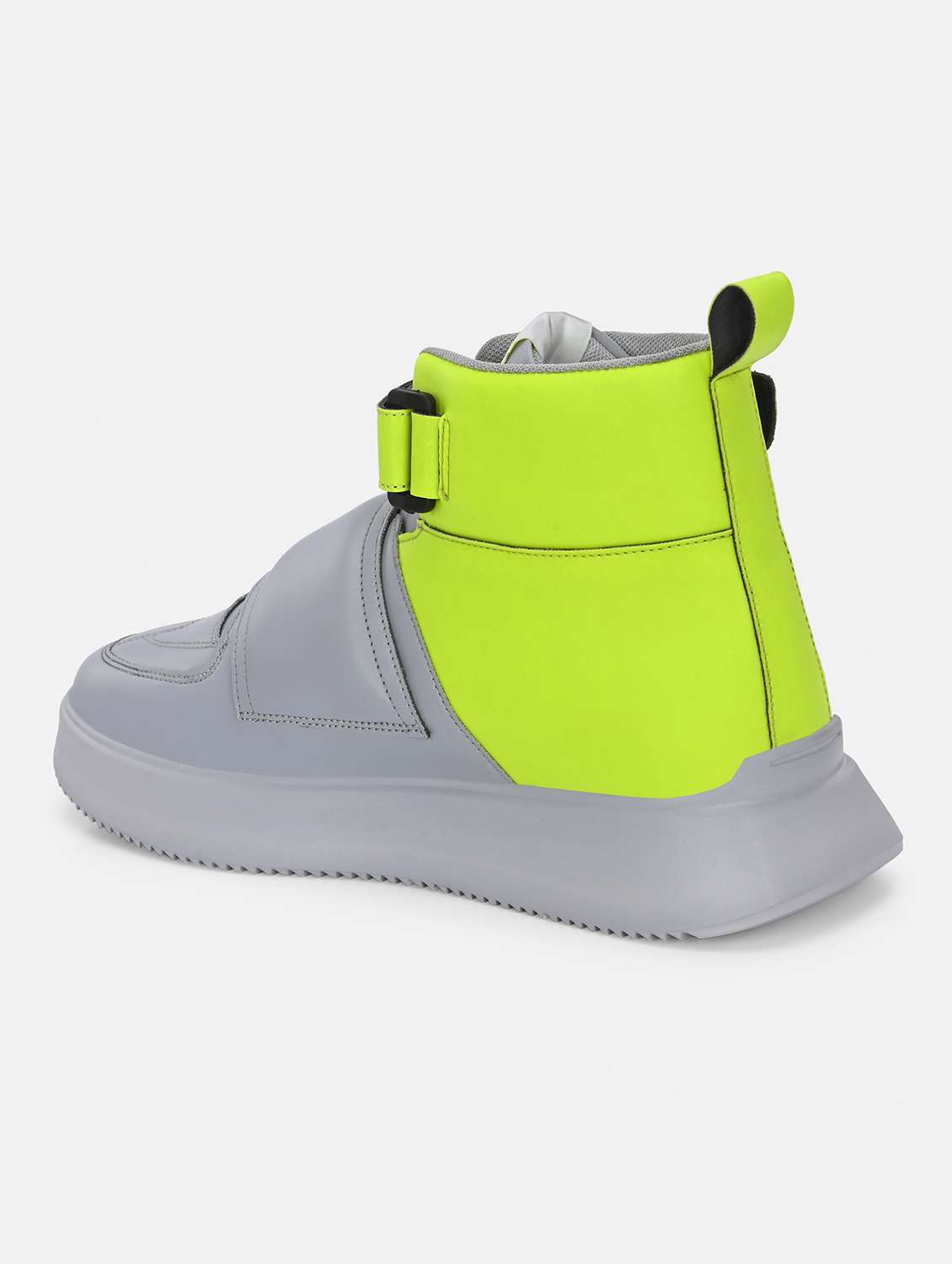 men neon green color block high neck sneakers - 21233914 -  Standard Image - 3