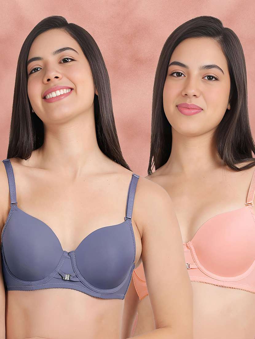 pack of 2 multi colored nylon t-shirt bra