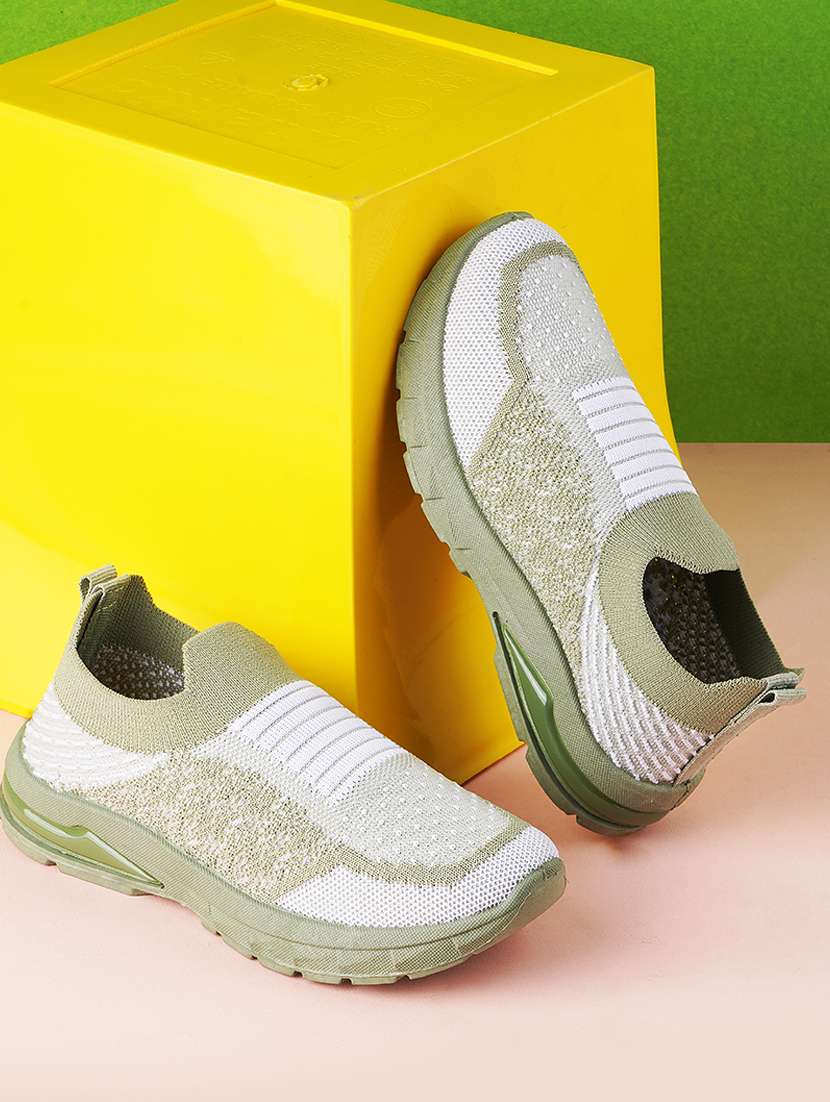 green synthetic sneaker