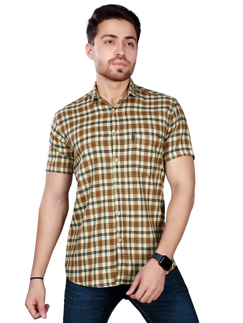 men checkered cotton casual shirt - 21235821 -  Zoom Image - 0