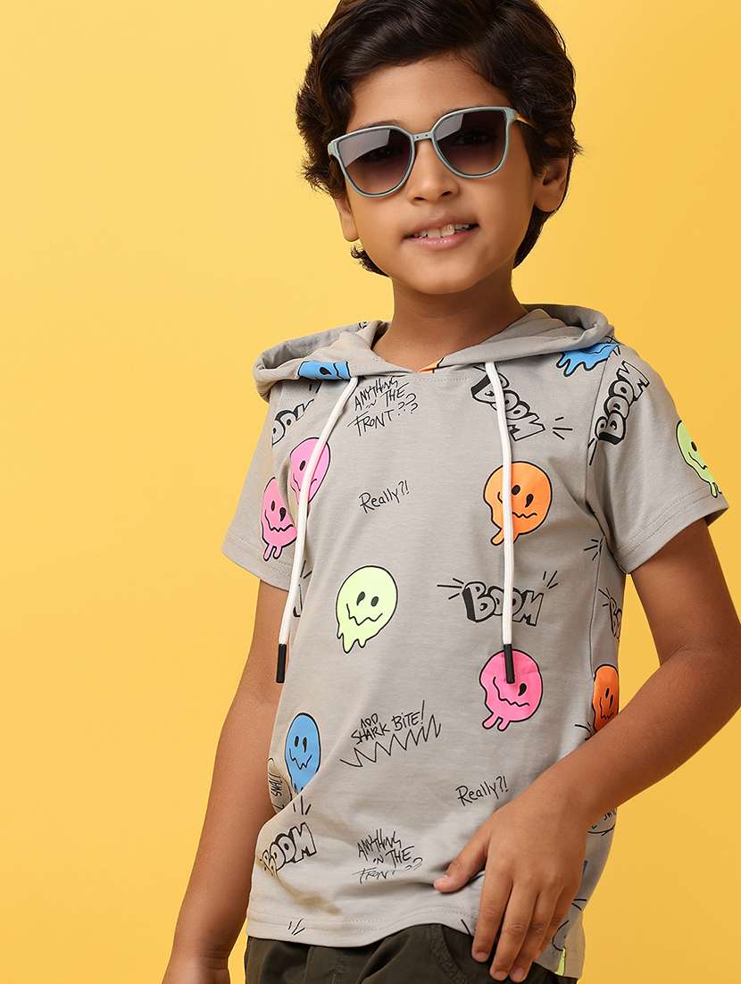 boys quirky printed hooded t-shirt - 21236123 -  Standard Image - 3