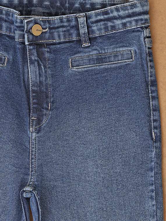 girls plain straight fit mid rise jeans - 21236125 -  Standard Image - 3