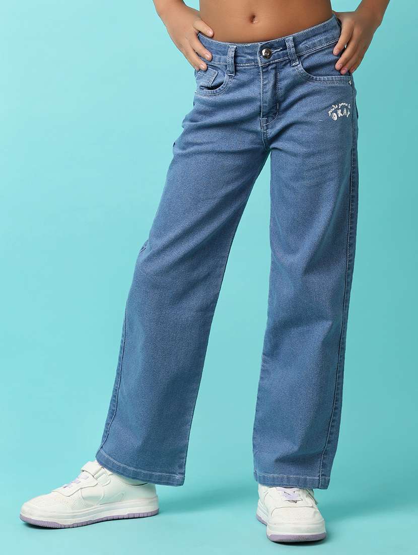 girls mid rise denim jeans - Main Image