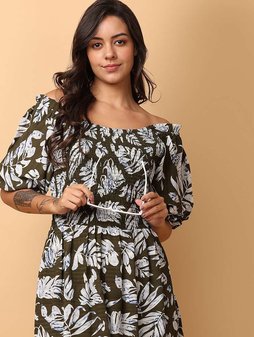 women green polyester fit & flare dress - 21236219 -  Standard Image - 5