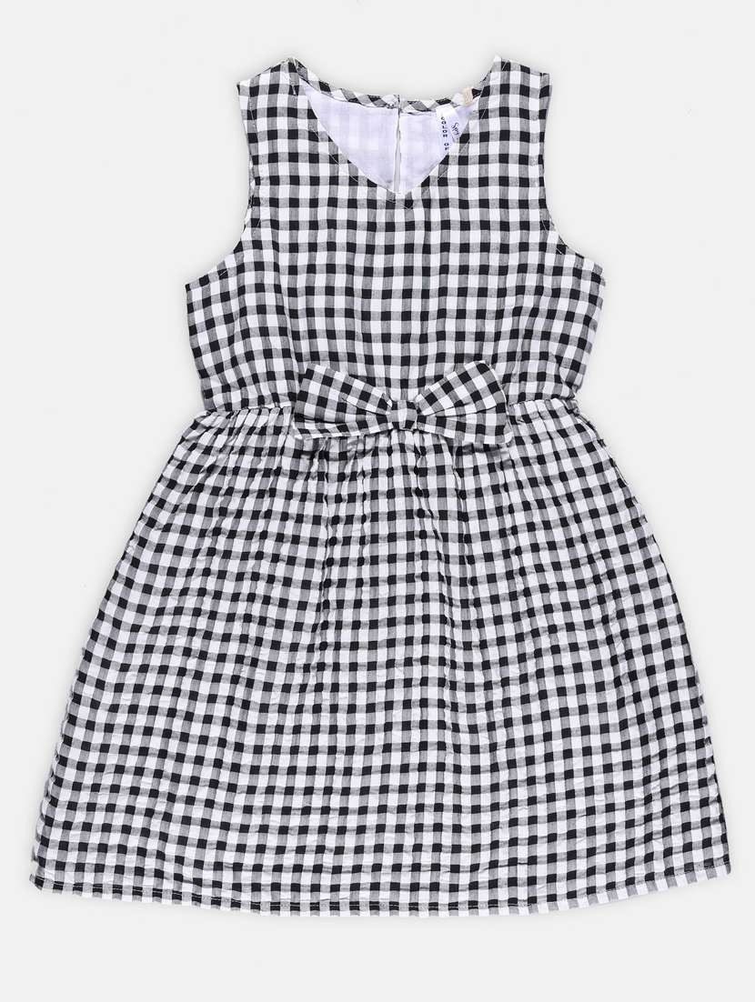 girls black checkered cotton frock - 21236448 -  Zoom Image - 0