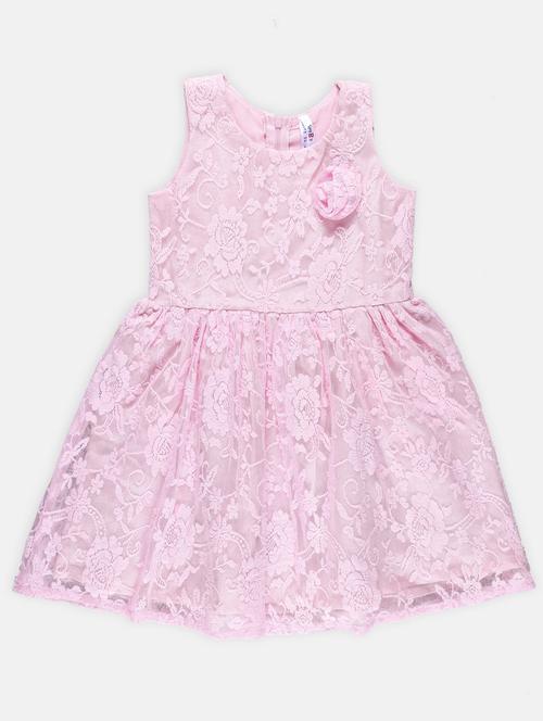 pink self design frock - 21236455 - Standard Image - 0