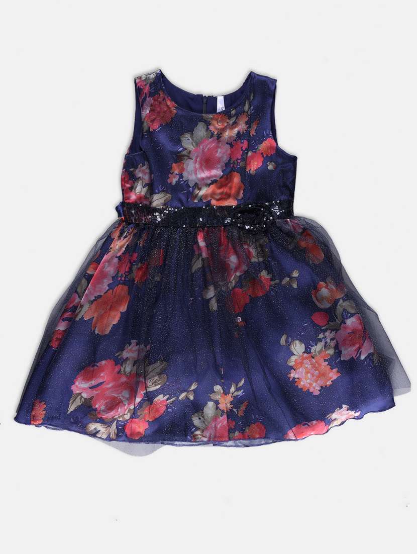 blue floral print cotton frock