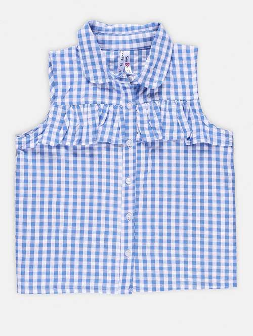 girl checkered collared top - 21236973 - Standard Image - 0