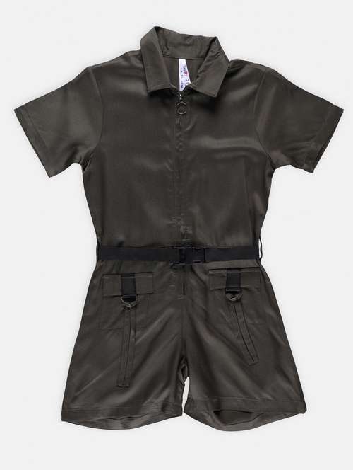 girls solid cotton playsuit - 21237066 - Standard Image - 0