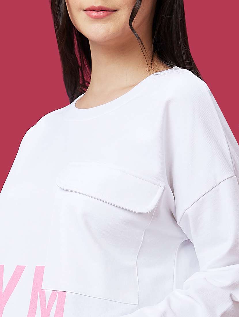white cotton placement print sweatshirt - 21237136 -  Standard Image - 5