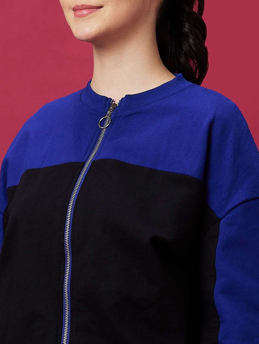 black cotton color block sweatshirt - 21237138 -  Standard Image - 5