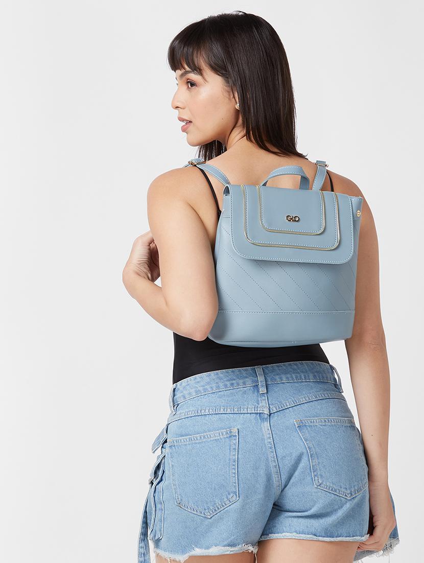 women blue leatherette (pu) fashion backpack - 21237167 - Standard Image - 5