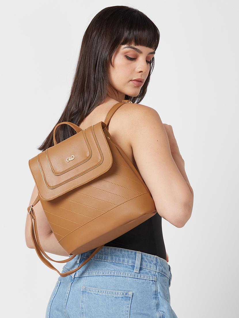 women tan leatherette (pu) fashion backpack - 21237168 - Standard Image - 5