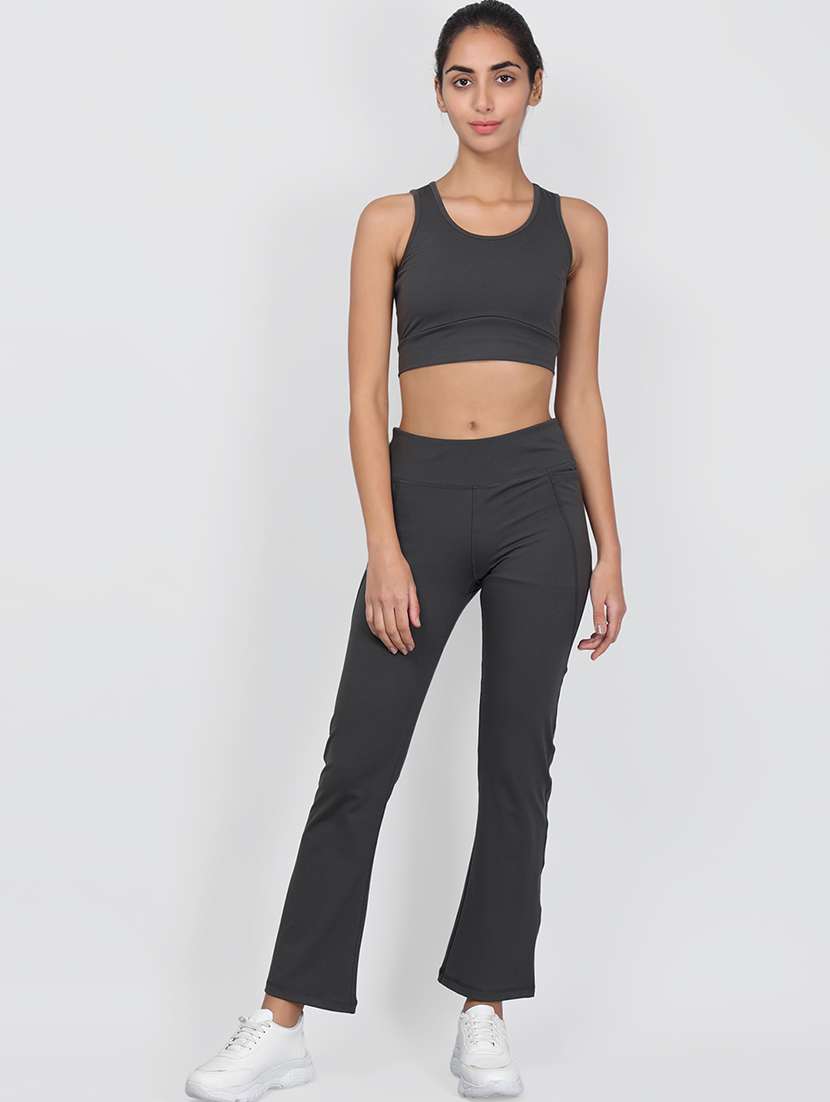 grey polyester active wear co-ord set