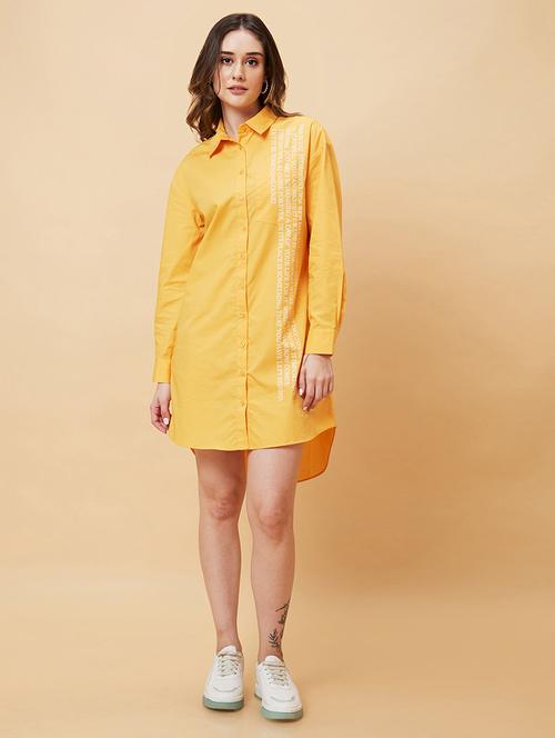 yellow cotton shirt dress - 21237418 - Standard Image - 0