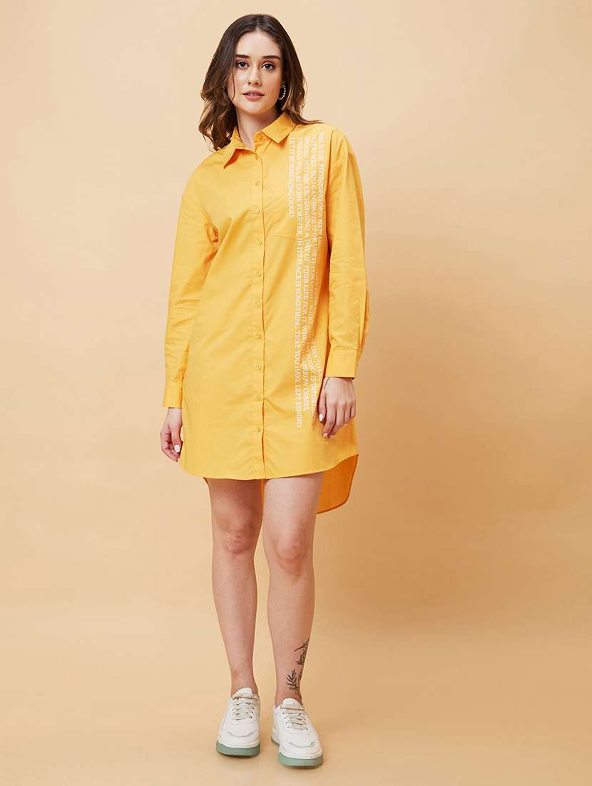 yellow cotton shirt dress - 21237418 - Zoom Image - 0