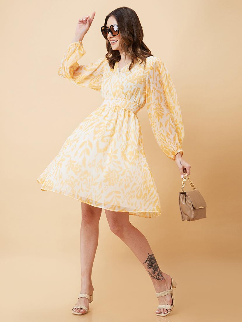 off white polyester fit & flare dress - 21237420 -  Zoom Image - 0