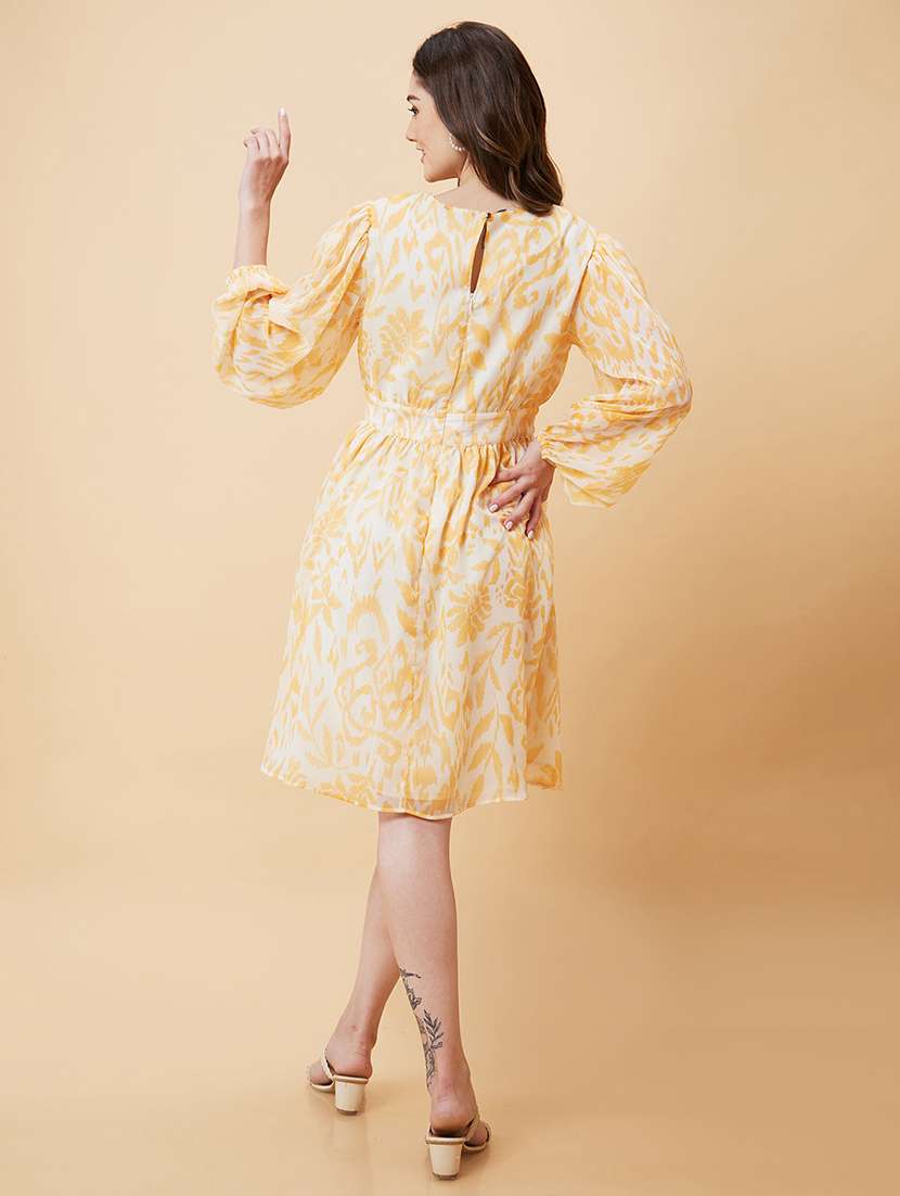 off white polyester fit & flare dress - 21237420 - Standard Image - 3