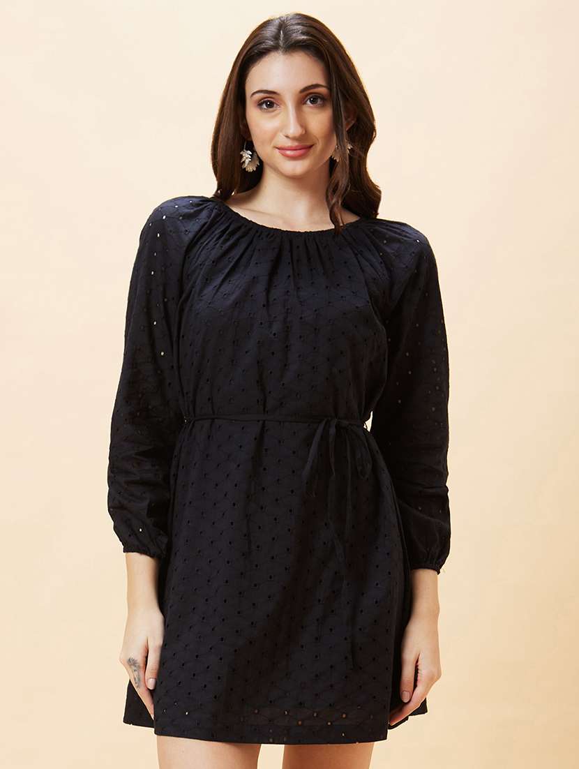 black cotton a-line dress - 21237427 - Zoom Image - 0