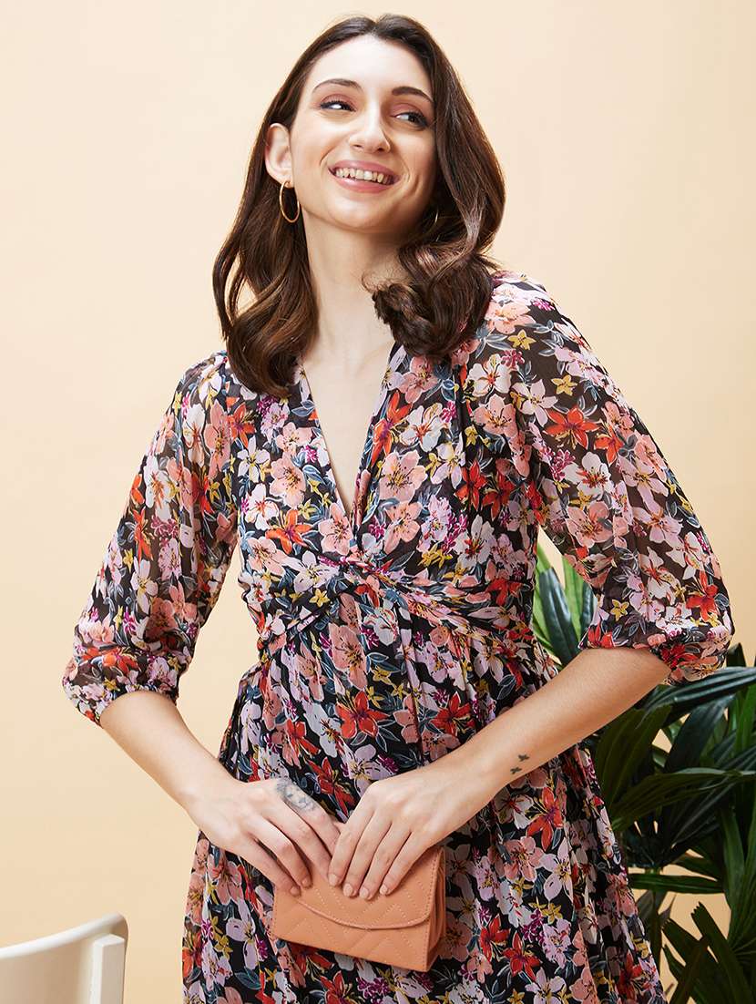 black polyester fit & flare dress - 21237430 -  Standard Image - 3