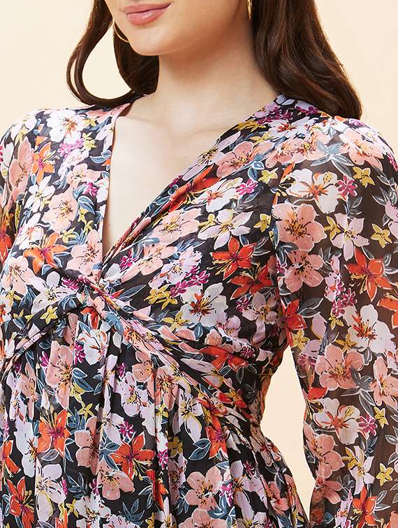 black polyester fit & flare dress - 21237430 -  Standard Image - 5