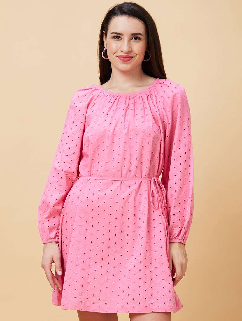 pink cotton a-line dress