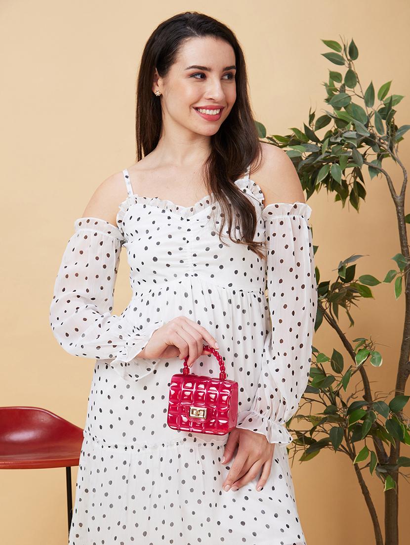 white polyester fit & flare dress - 21237440 - Standard Image - 3