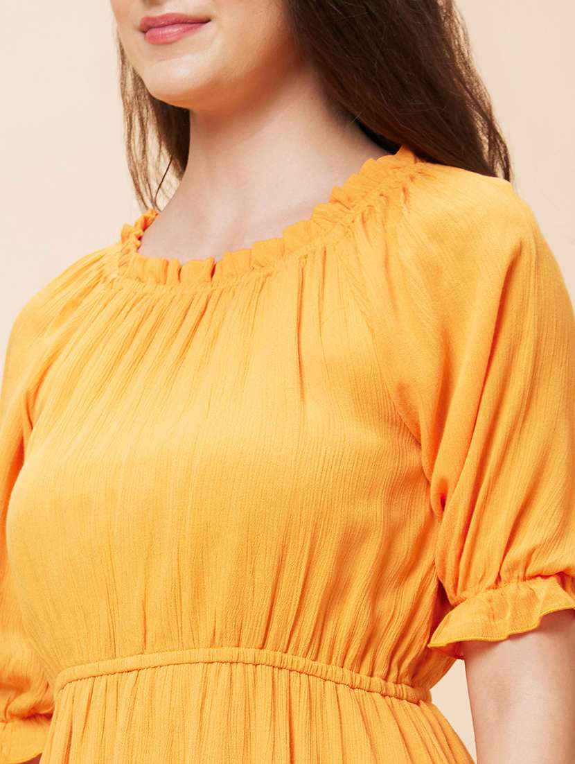 orange rayon fit & flare dress - 21237442 -  Standard Image - 5