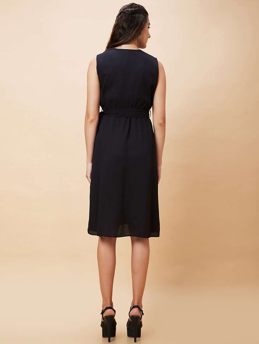 black polyester a-line dress - 21237444 -  Standard Image - 3