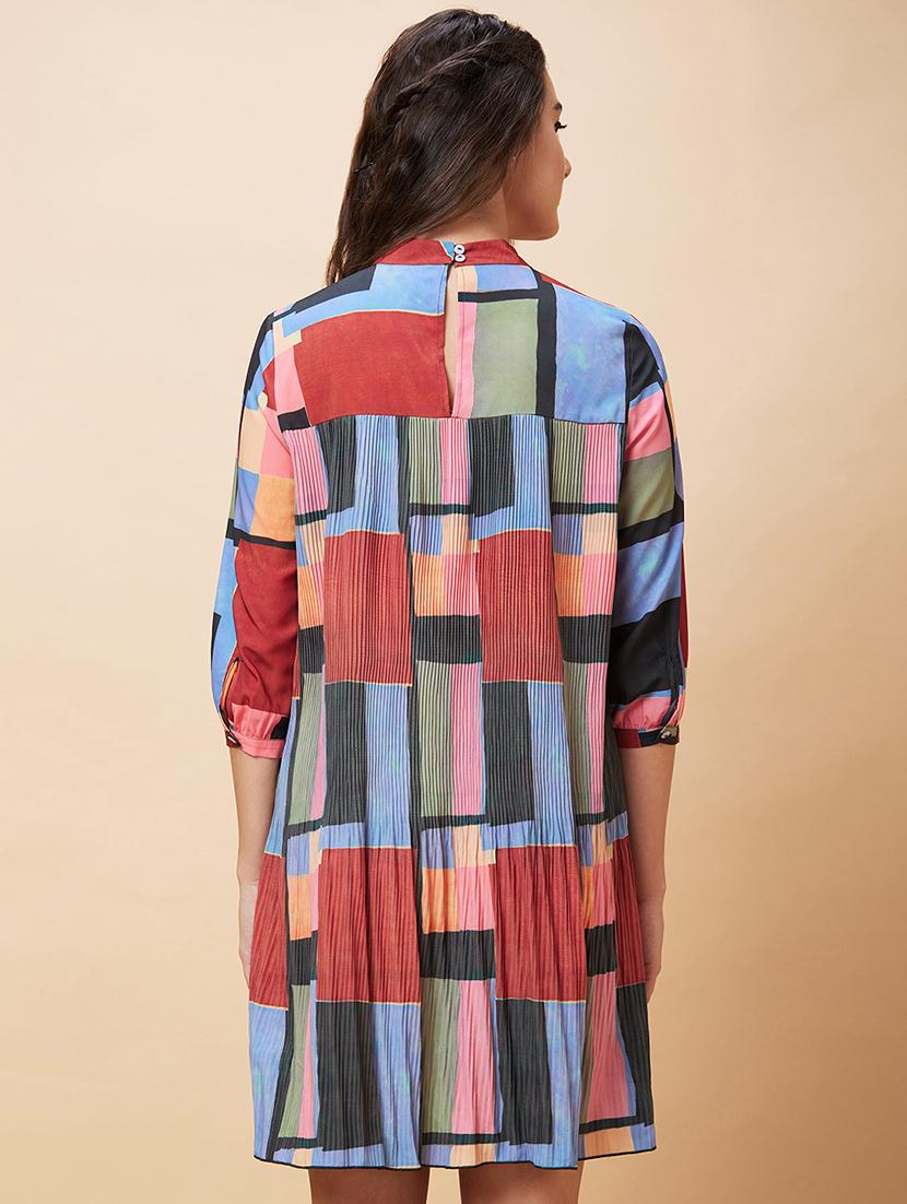 multi colored polyester a-line dress - 21237445 - Standard Image - 3