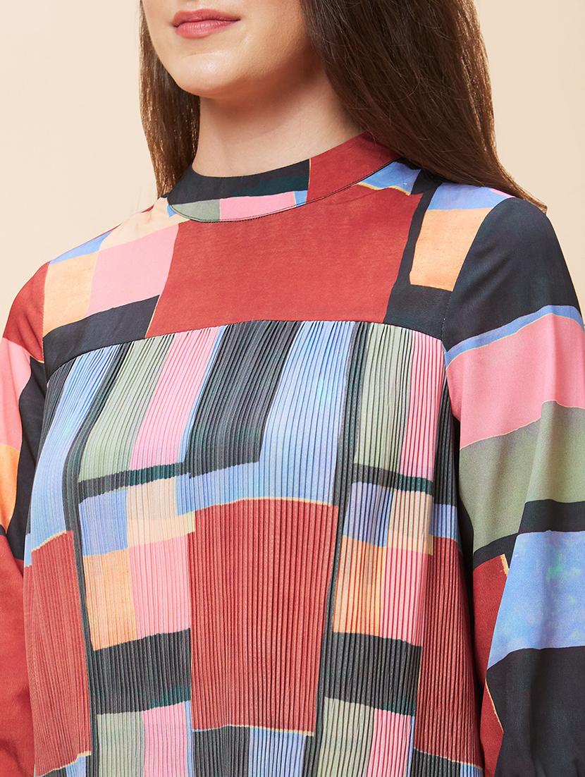 multi colored polyester a-line dress - 21237445 - Standard Image - 5