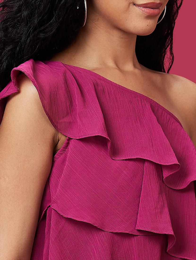 magenta pink polyester layered dress - 21237456 - Standard Image - 5