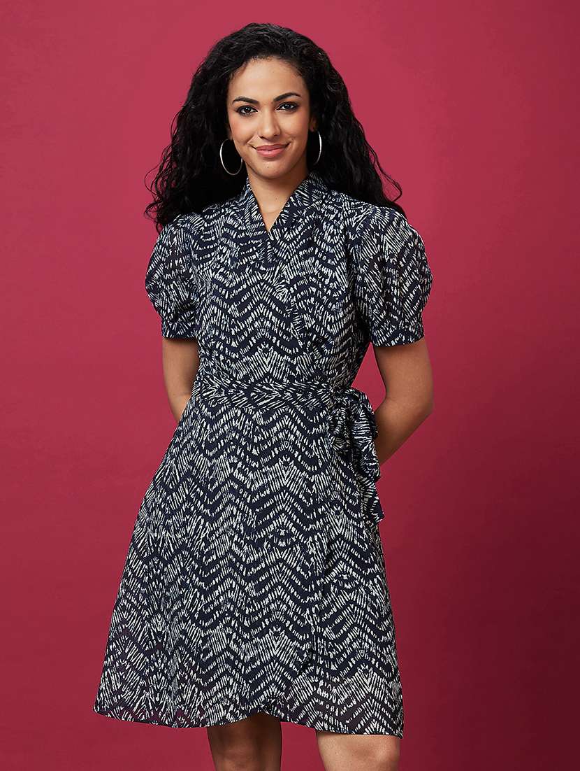 black polyester wrap dress - 21237458 -  Zoom Image - 0