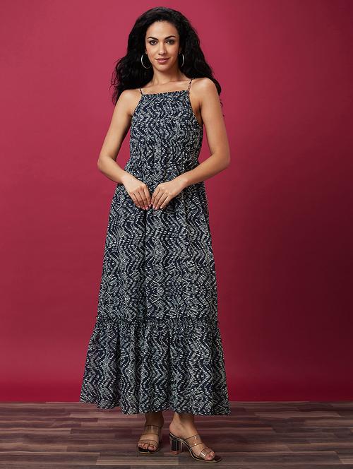 black polyester fit & flare dress - 21237464 -  Standard Image - 0
