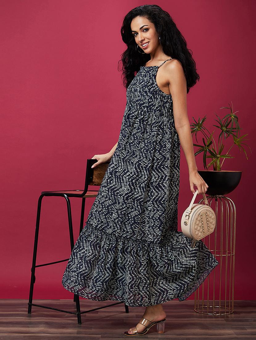 black polyester fit & flare dress - 21237464 - Standard Image - 3