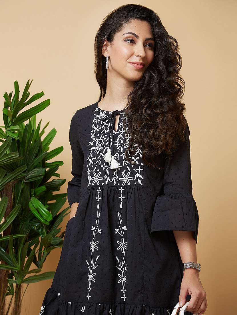women black cotton a-line ethnic dress - 21237568 -  Standard Image - 3