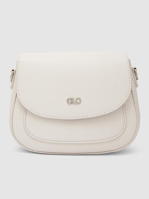 globus women ivory solid vegan leather sling bag - 21237573 - Standard Image - 0