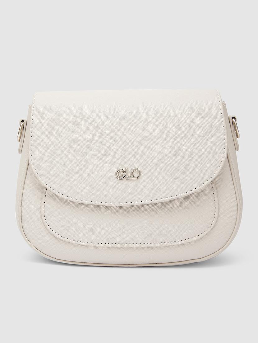 globus women ivory solid vegan leather sling bag - 21237573 - Zoom Image - 0