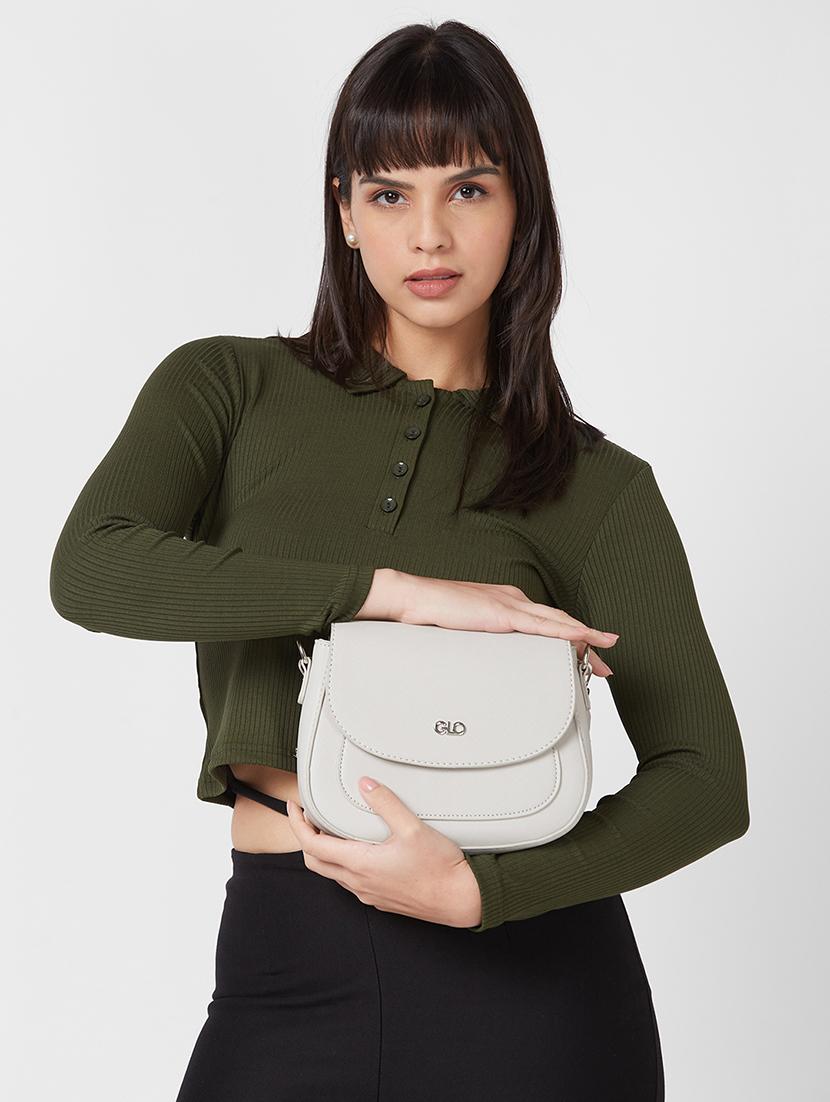 globus women ivory solid vegan leather sling bag - 21237573 - Standard Image - 5