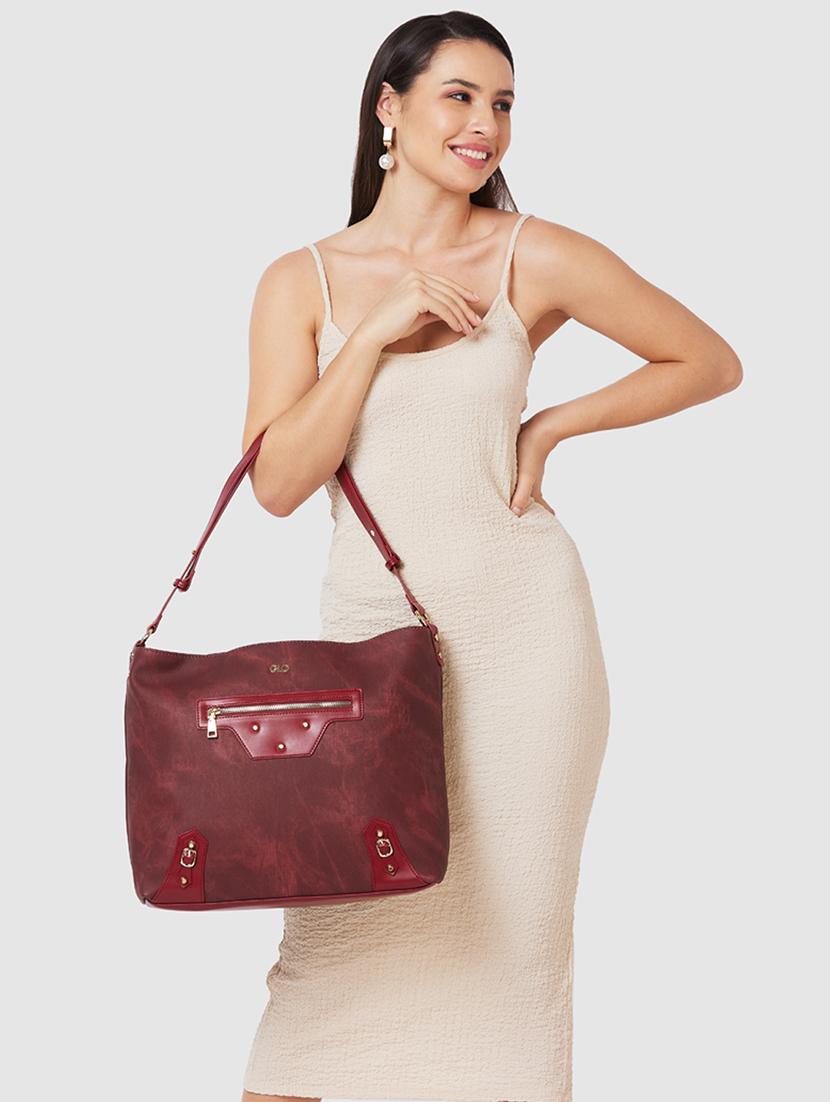 women maroon leatherette (pu) handbag - 21237587 - Standard Image - 5