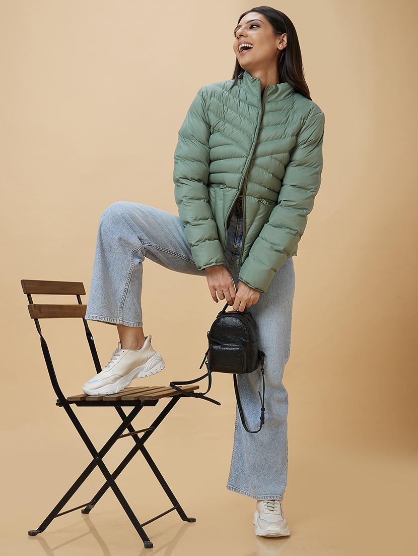 women solids quilted long sleeve jackets - 21237600 - Standard Image - 3